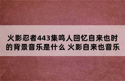 火影忍者443集鸣人回忆自来也时的背景音乐是什么 火影自来也音乐